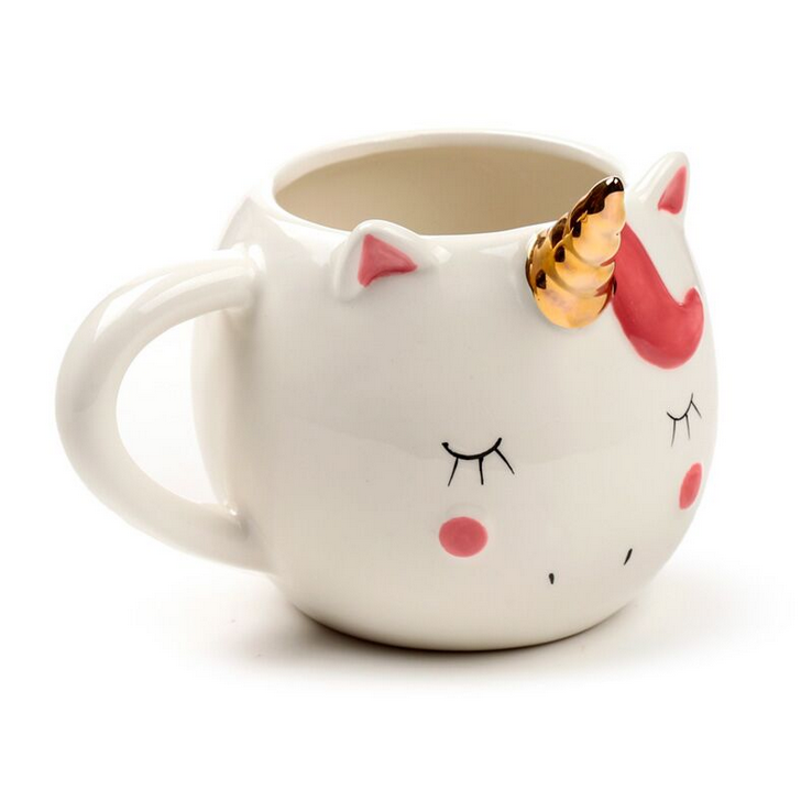 White Enchanted Rainbows Unicorn Ceramic Shaped Mug