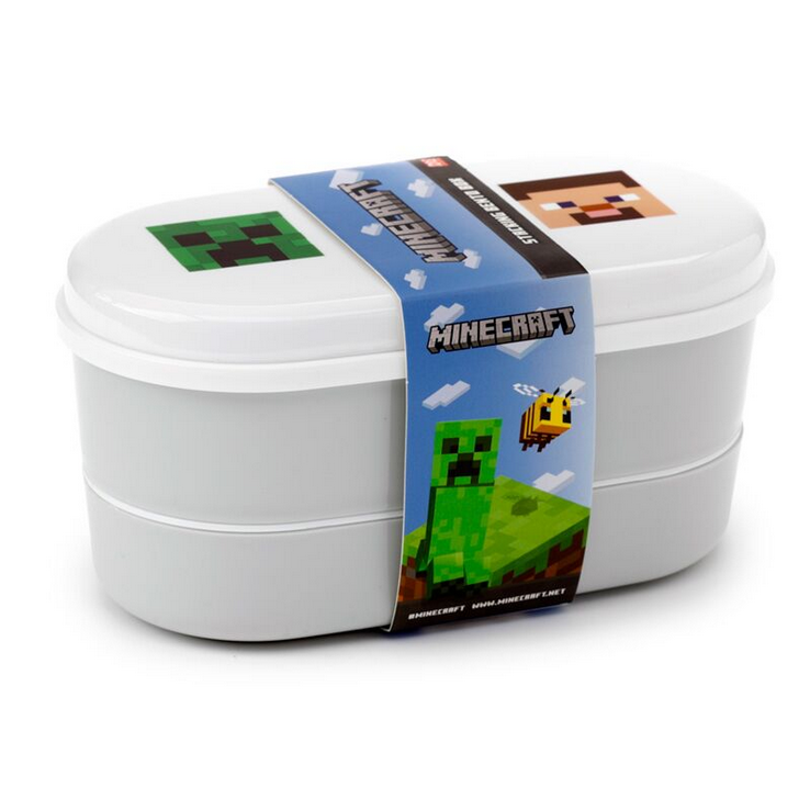 Minecraft Faces Stacked Bento Box Lunch Box with Cutlery