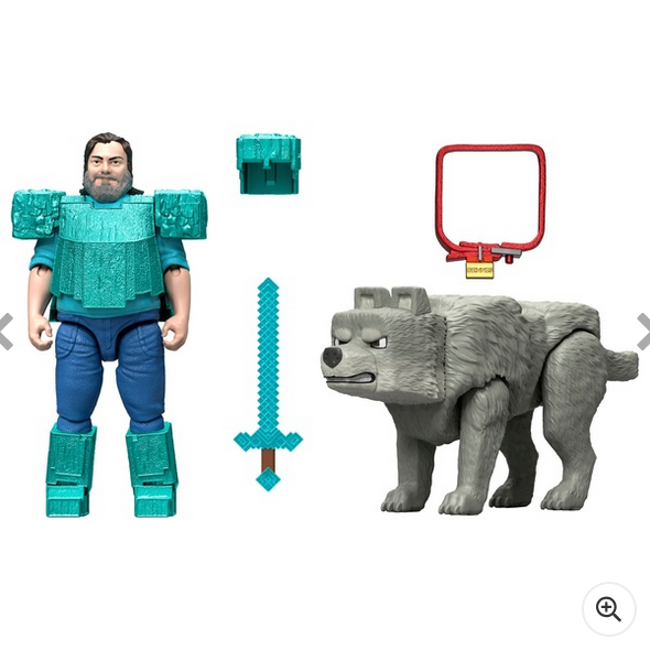 Minecraft Movie Action Figure Man's Best Wolf 2 Pack