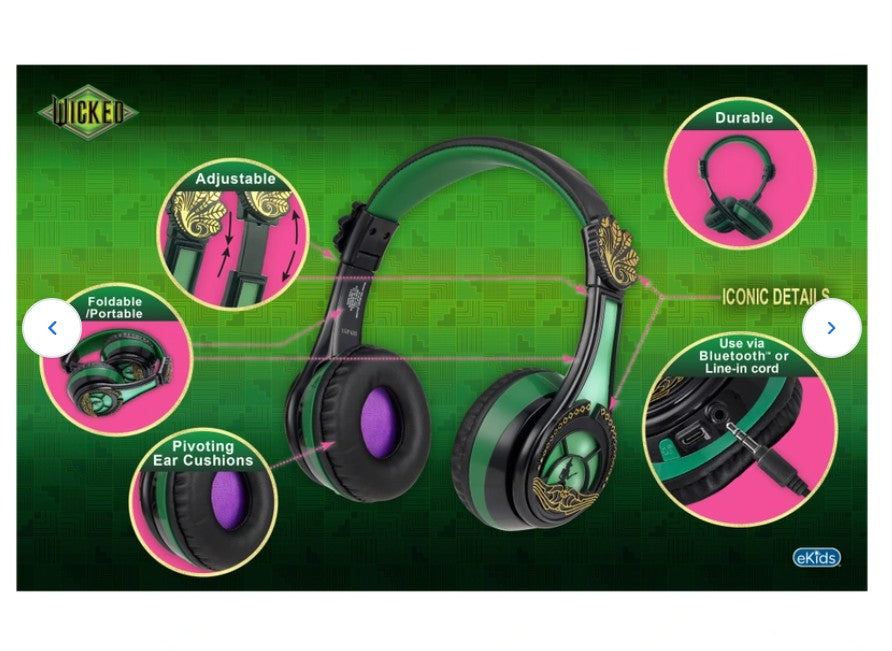 Wicked Elphaba Kids' Wireless Bluetooth Headphones