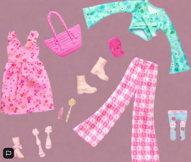 Barbie Fashion Outfits Pack 1 Dress 1 Top 1 Trousers 1 Bag 1 Pair Of Boots