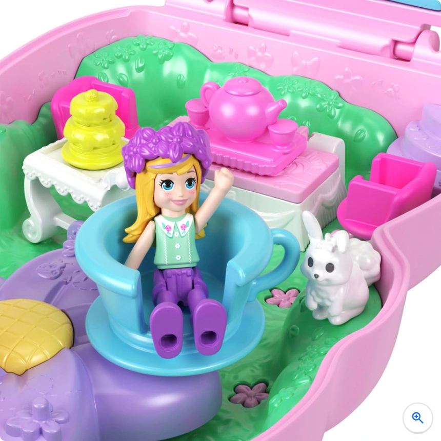 Polly Pocket Compact Bundle Set Bunny Tea Party & Cosy Dreamland Playset Dolls Gift