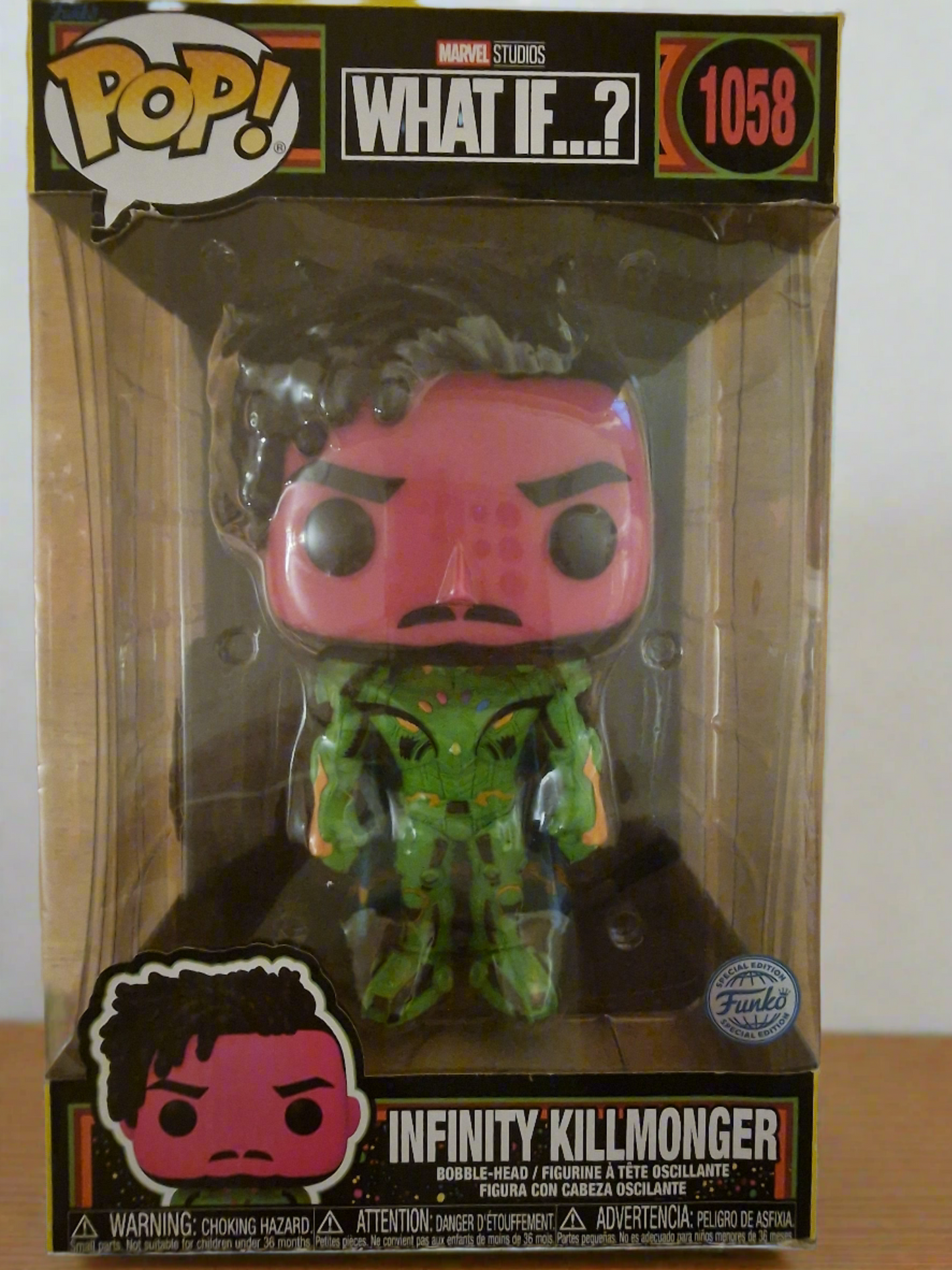 Funko POP  Marvel  What If .? Infinity Killmonger  #1058 Blacklight Edition