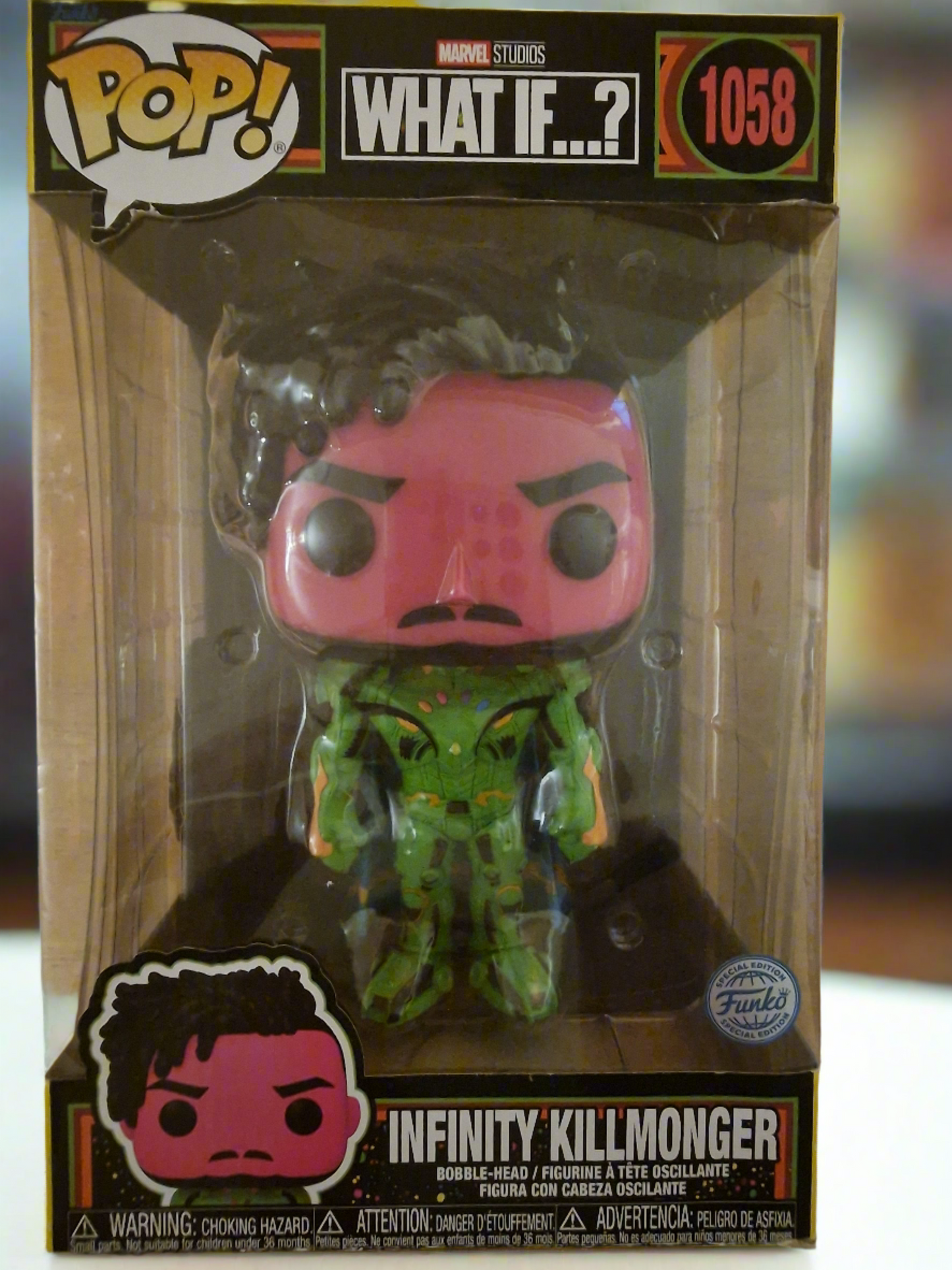 Funko POP  Marvel  What If .? Infinity Killmonger  #1058 Blacklight Edition