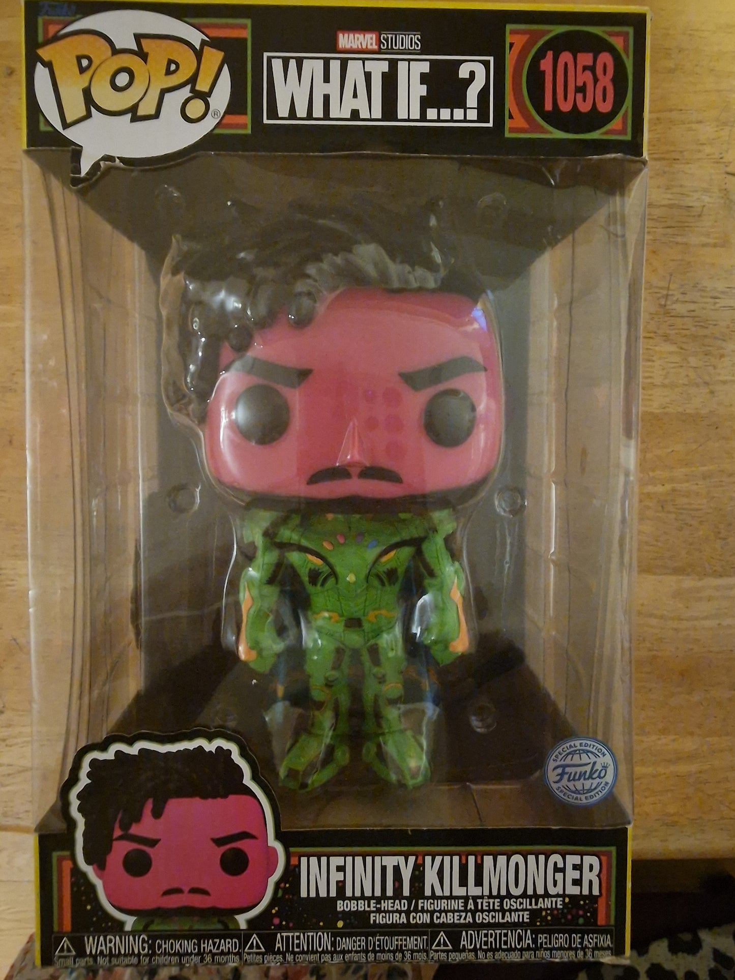 Funko POP  Marvel  What If .? Infinity Killmonger  #1058 Blacklight Edition