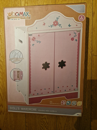 Woomax Dolls Wooden Wardrobe 34 x 55 x 23 cm