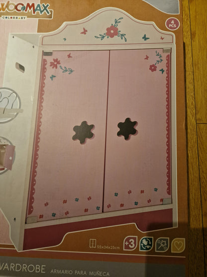 Woomax Dolls Wooden Wardrobe 34 x 55 x 23 cm