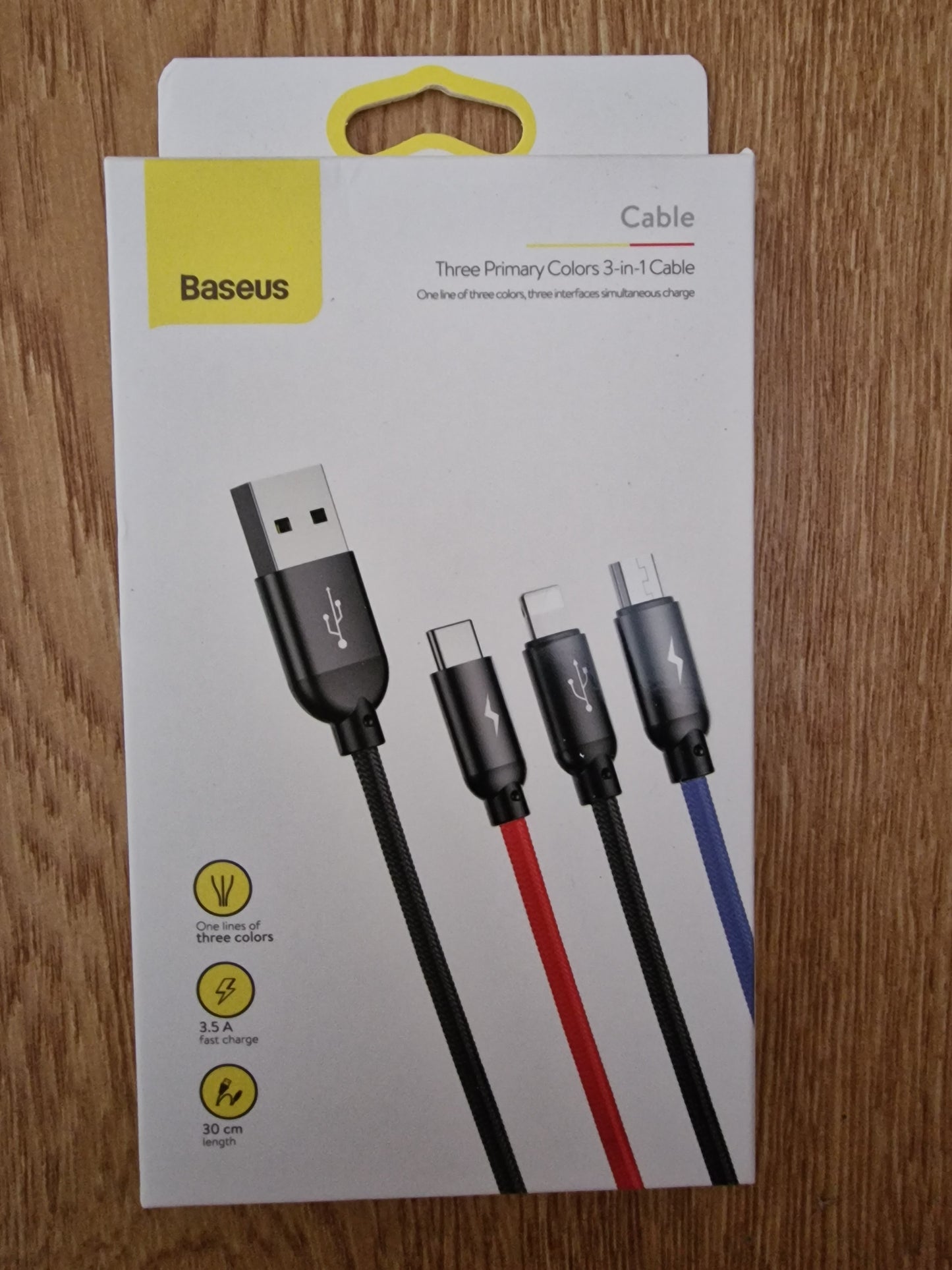 Baseus Three Primary Colors 3 In 1 Phone Cable