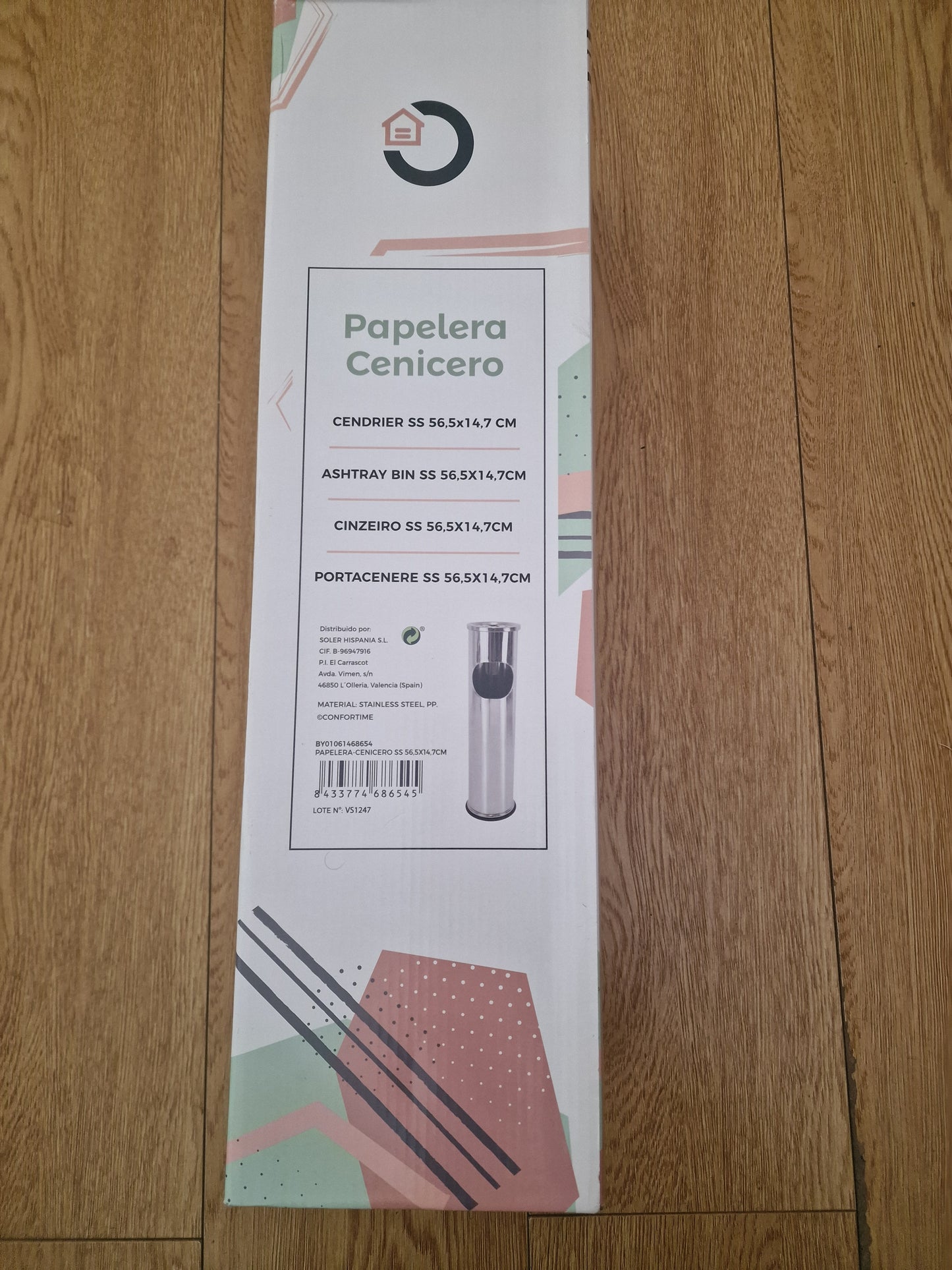 Waste Paper Bin with Ashtray Confortime Metal 56.5 x 14.7 cm