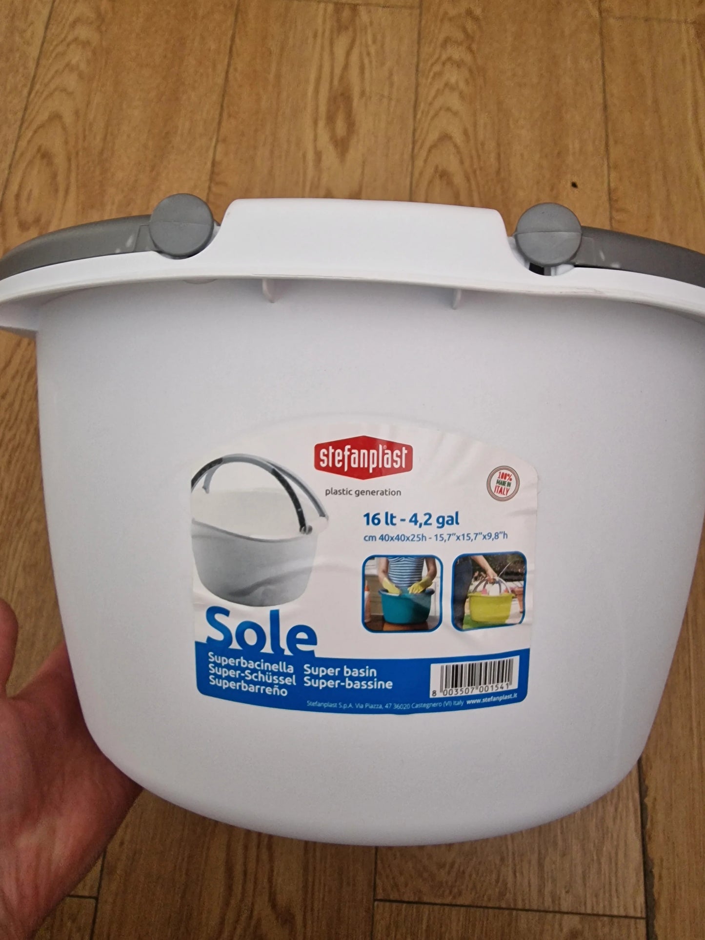 Stephanplast 16 Litre Laundry Bucket 2 Handles White