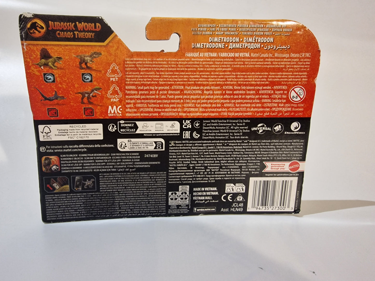 Jurassic World Chaos Theory Dimetrodon Dinosaur Figure Mattel Danger Pack NEW