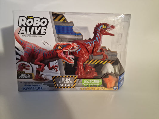 NEW ZURU Robo Alive Rampaging Raptor - Robotic Dinosaur Toy (Red/Blue)