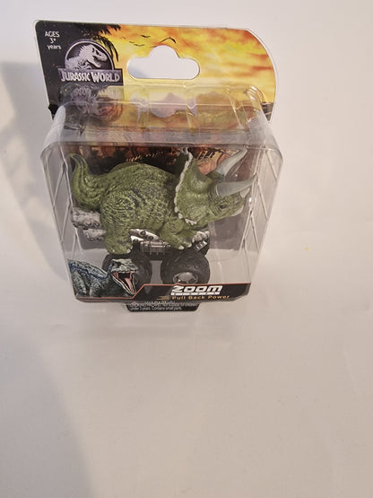 Jurassic World Triceratops Zoom Riders Pull Back Dino Car Vehicle Toy NEW
