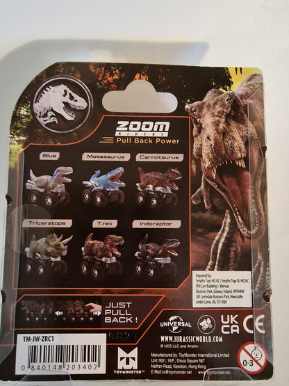 Jurassic World Carnotaurus Zoom Riders Pull Back Dino Car Vehicle Toy NEW