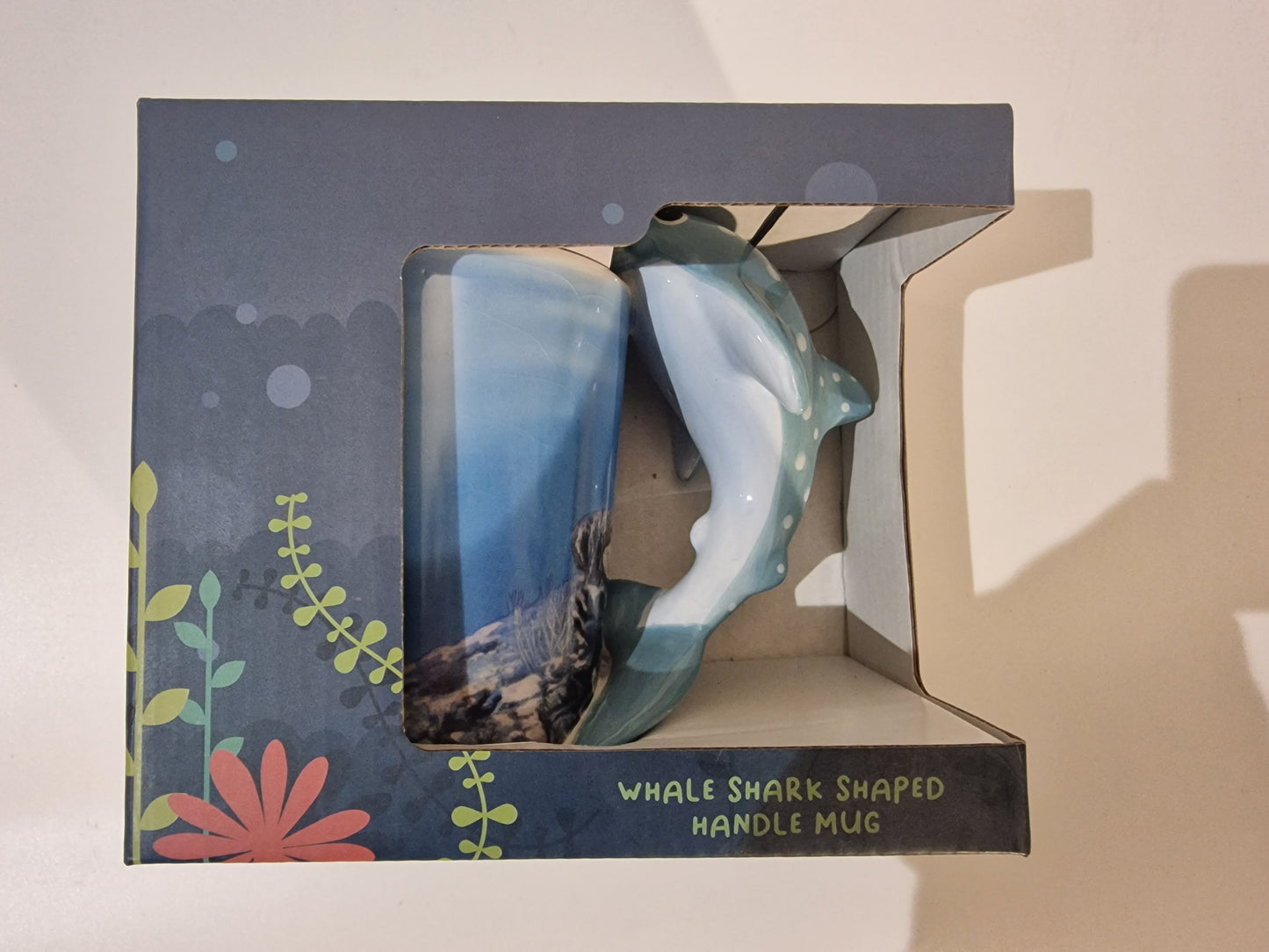 New Boxed 3D Whale Shark Handle Mug | Under the Sea Novelty Ceramic Coffee Cup