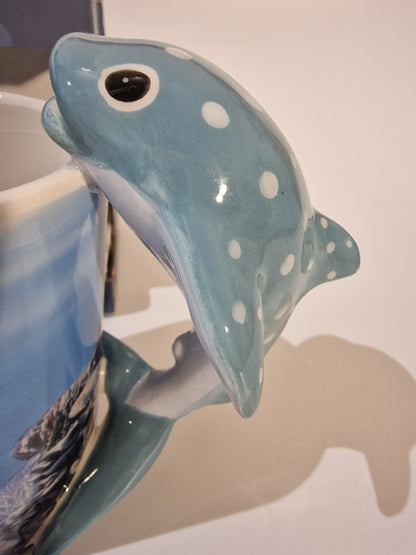 New Boxed 3D Whale Shark Handle Mug | Under the Sea Novelty Ceramic Coffee Cup