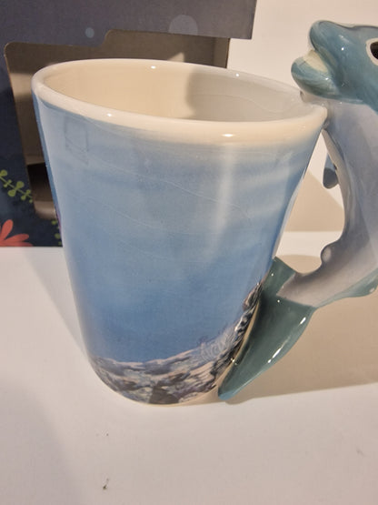 New Boxed 3D Whale Shark Handle Mug | Under the Sea Novelty Ceramic Coffee Cup