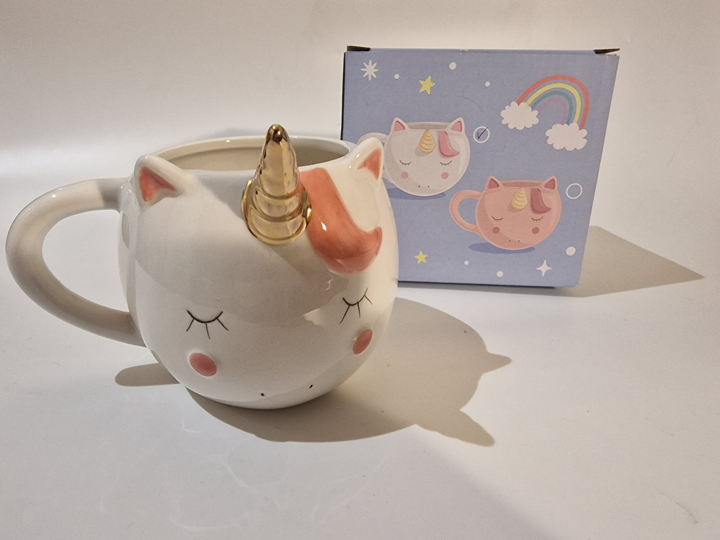 White Enchanted Rainbows Unicorn Ceramic Shaped Mug