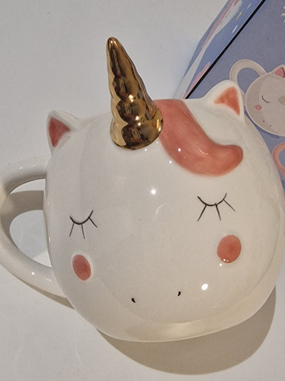 White Enchanted Rainbows Unicorn Ceramic Shaped Mug