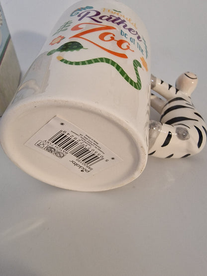Zebra Shaped Handle Mug Ceramic Height 12cm Width 13.5cm Depth 8.5cm