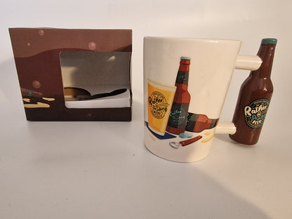 "I'd Rather Be Drinking Beer" Shaped Handle Novelty Mug | Gift Boxed
