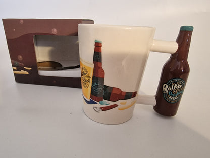 "I'd Rather Be Drinking Beer" Shaped Handle Novelty Mug | Gift Boxed