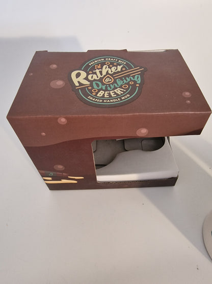 "I'd Rather Be Drinking Beer" Shaped Handle Novelty Mug | Gift Boxed