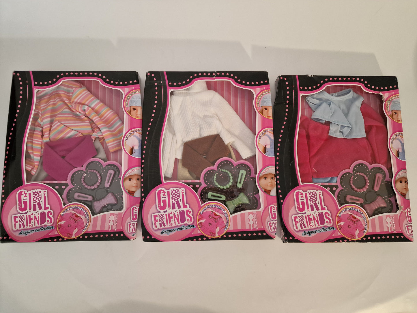 Set of 3 Girl Friends Designer Collection Doll Outfits & Accessories