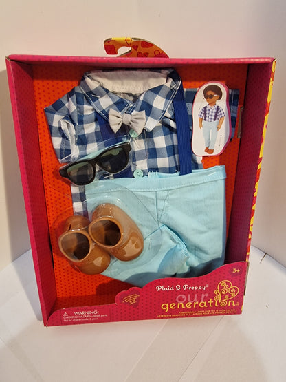 Our Generation Plaid & Preppy Boy Doll Outfit – 18 inch Doll Clothes