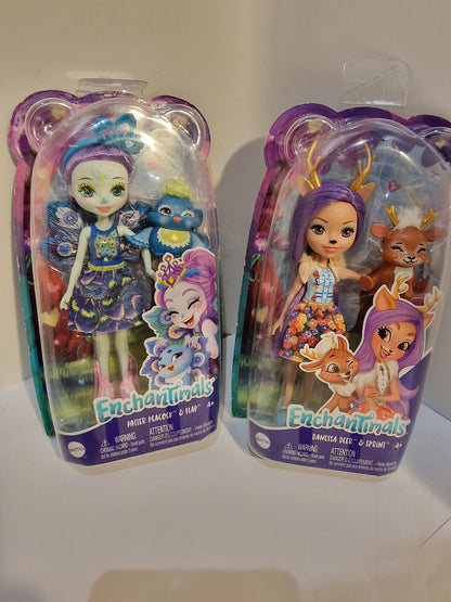 Enchantimals Doll Set: Danessa Deer & Patter Peacock (New in Box)