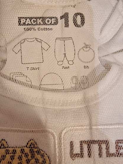 Lilsoft Baby 10-Piece "New Journey" Newborn Gift Set – Little Friends (White/Gold)