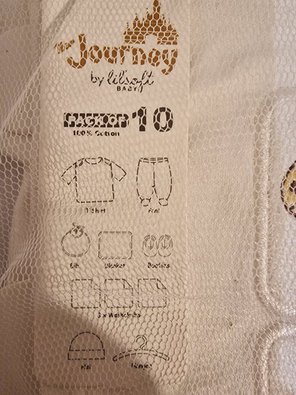 Lilsoft Baby 10-Piece "New Journey" Newborn Gift Set – Little Friends (White/Gold)