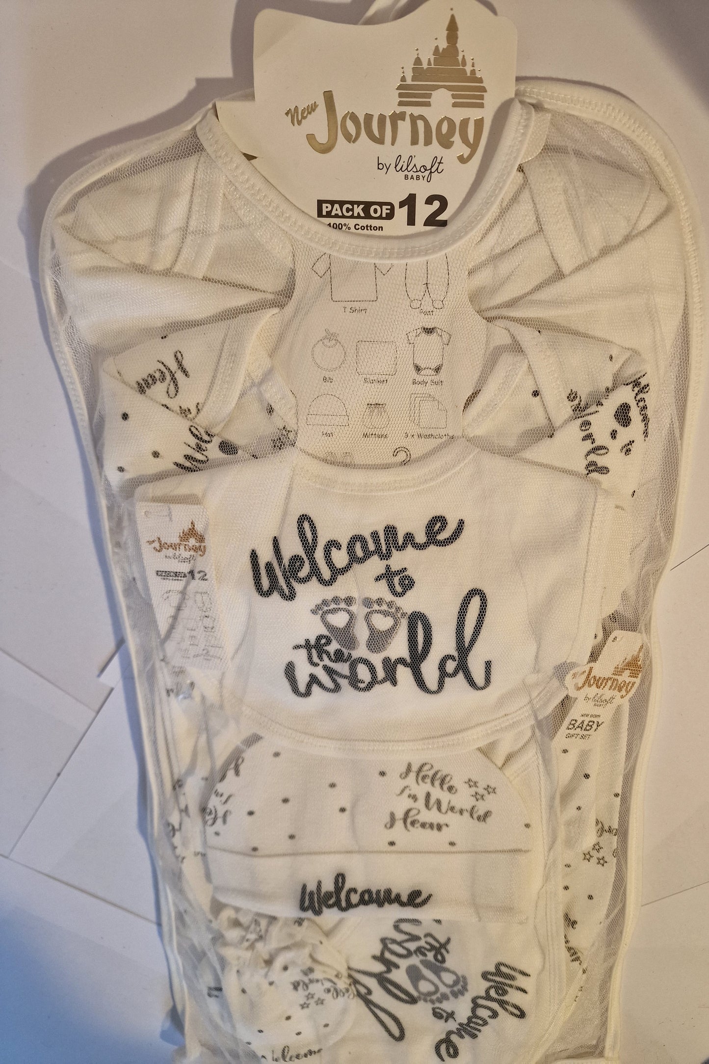 Lilsoft "New Journey" 12-Piece Organic Cotton Newborn Gift Set - White