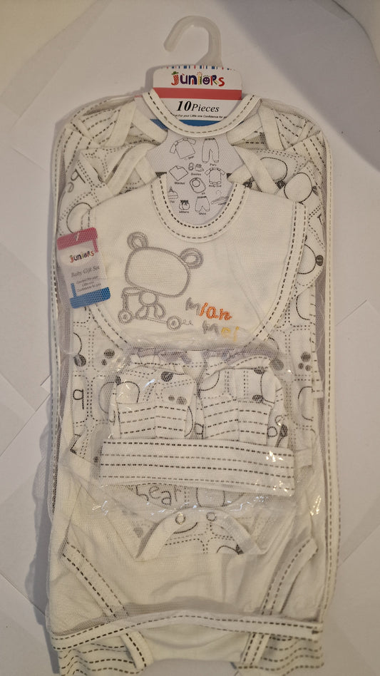 Juniors Premium 10-Piece Newborn Baby Gift Set – Neutral Bear Collection