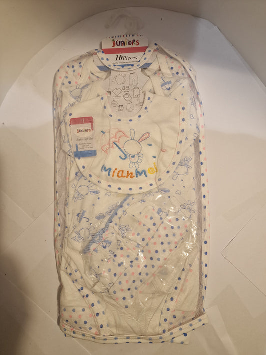 Juniors 10-Piece Essential Newborn Baby Gift Set - Blue & Pink Polka Dot