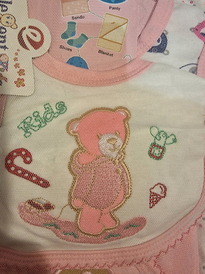 Elegant Kids by Lilsoft Baby Girl 10-Piece Starter Clothing Set – Pink Bear Theme
