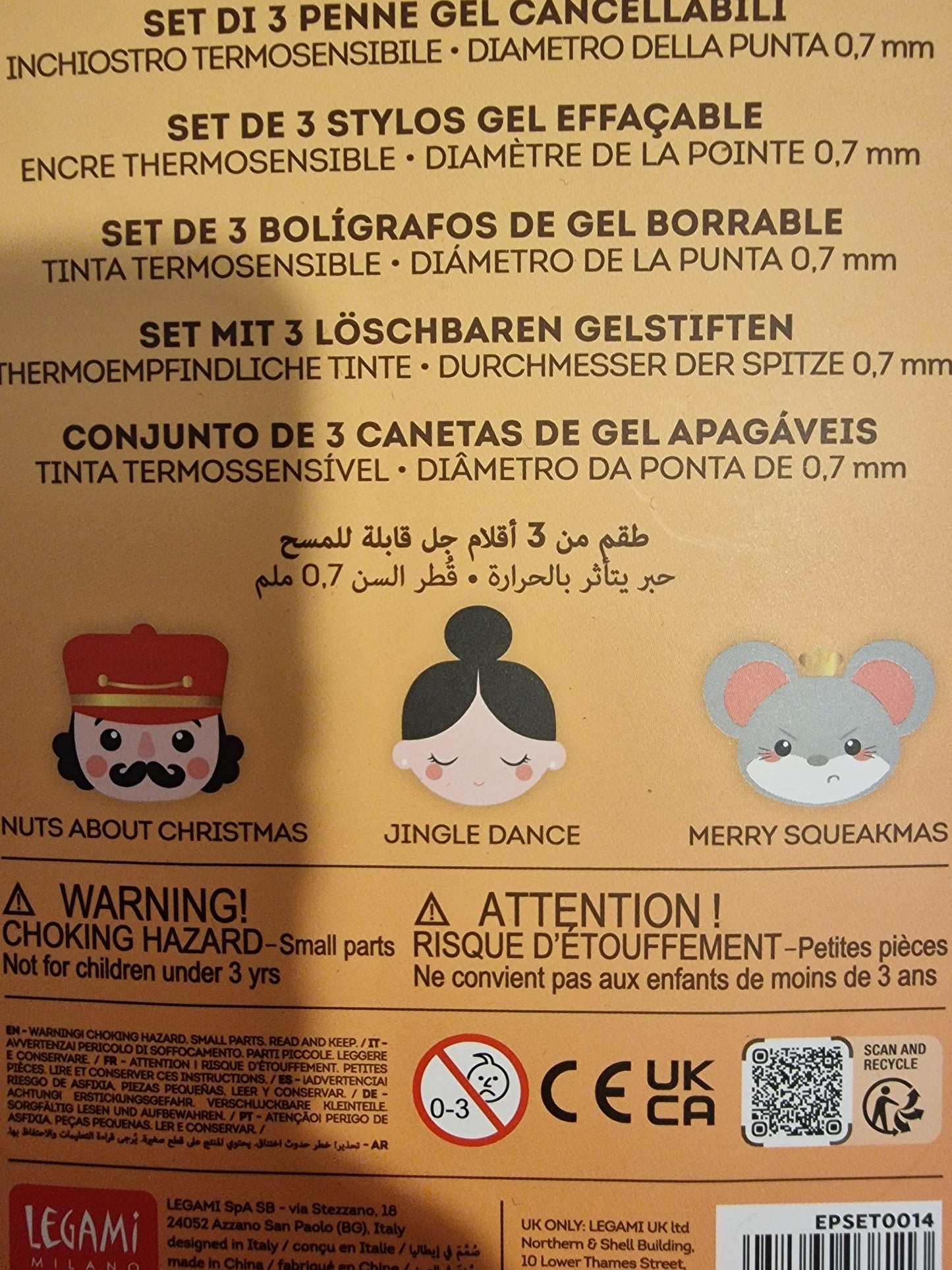 Legami Milano Erasable Gel Pens - The Nutcracker Limited Edition (Set of 3)