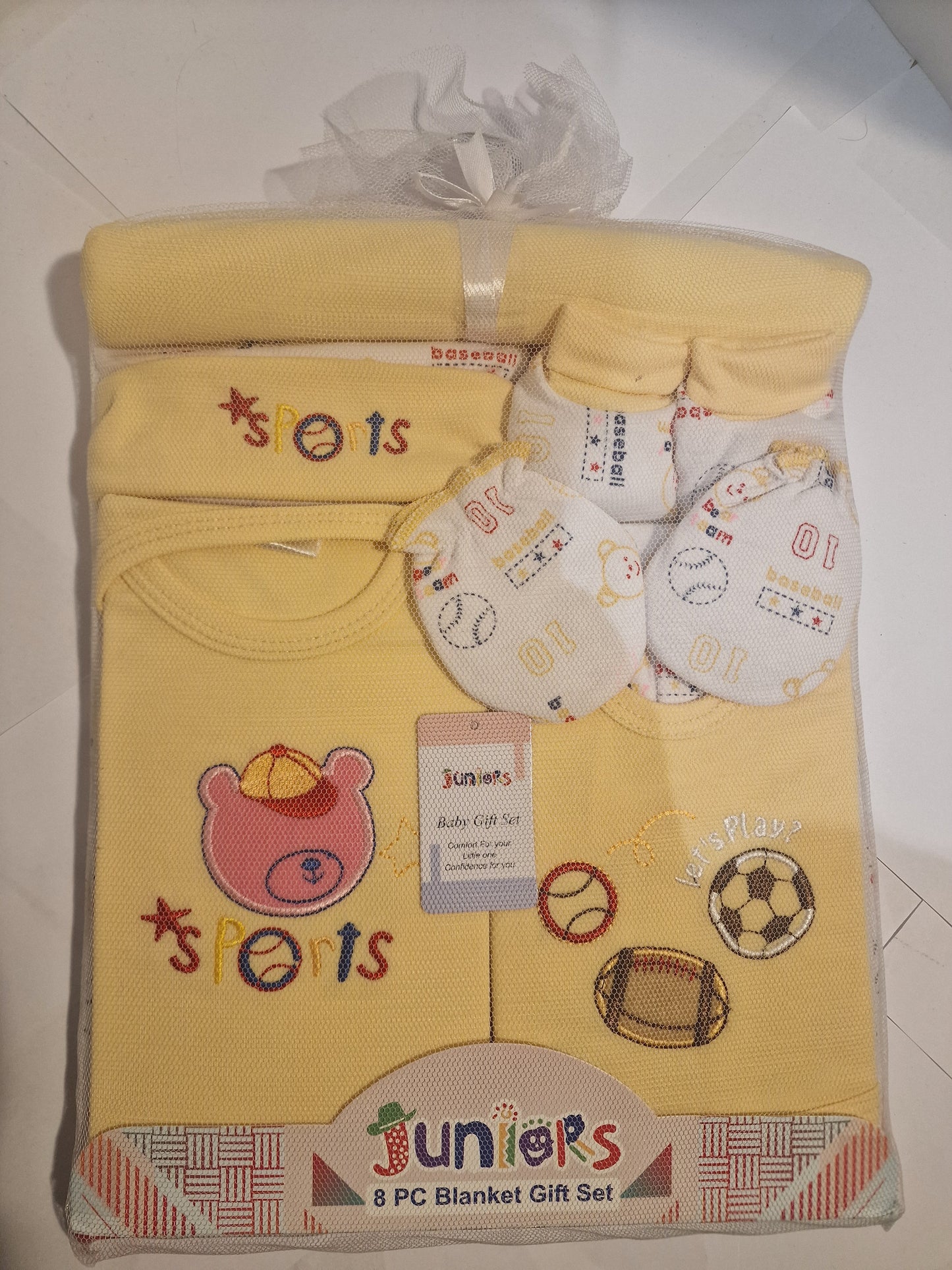 Juniors 8-Piece All-Star Sports Baby Gift Set - Newborn Essentials with Blanket