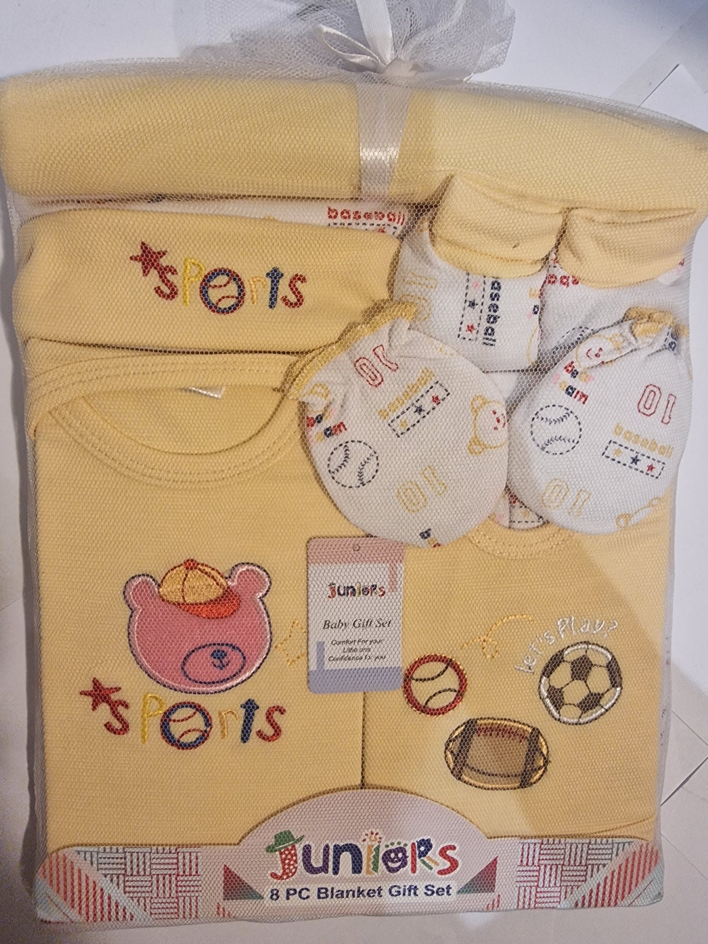 Juniors 8-Piece All-Star Sports Baby Gift Set - Newborn Essentials with Blanket