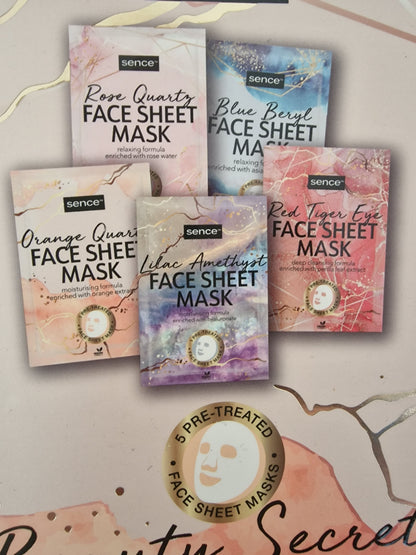 Sence Collection Beauty Secrets Face Mask Book - 5 Piece Vegan Sheet Mask Set