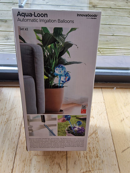 Aqua·Loon Handcrafted Glass Self-Watering Globes – Set of 2 (Blue Marble) Innovagoods