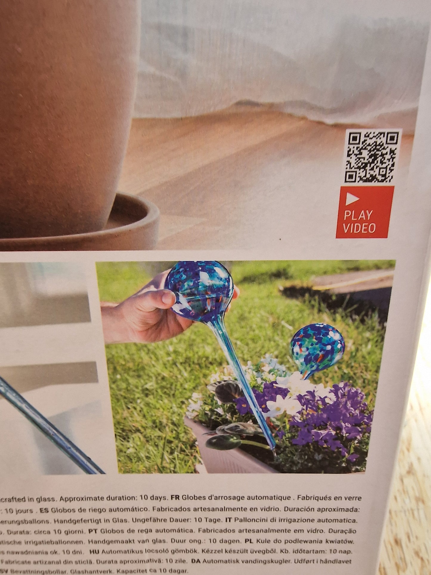 Aqua·Loon Handcrafted Glass Self-Watering Globes – Set of 2 (Blue Marble) Innovagoods