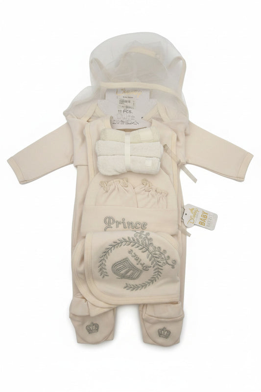 Disney Baby Luxury 11-Piece "Prince" Newborn Gift Set - Cream & Silver
