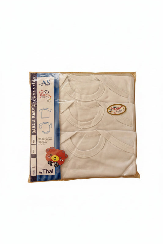 100% Cotton Long-Sleeve Baby Vests - Pack of 3 (White) | Newborn Essentials