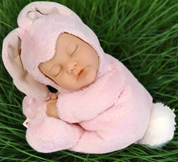 Anne Geddes 9 inch Baby Pink Bunny Doll - Bean Filled Soft Body Collection