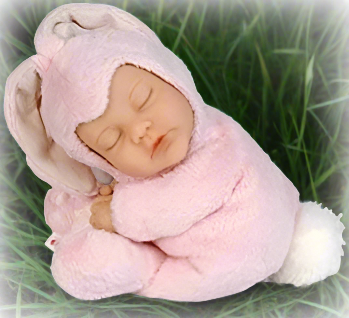 Anne Geddes 9 inch Baby Pink Bunny Doll - Bean Filled Soft Body Collection