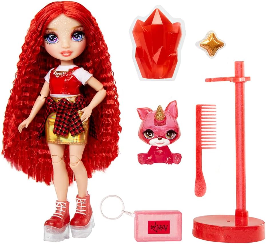 Rainbow High Fashion Doll with Slime & Pet - Ruby Anderson (Red) - 28 cm Shimmer Doll with Sparkle Slime, Magical Pet and Fashion Accessories