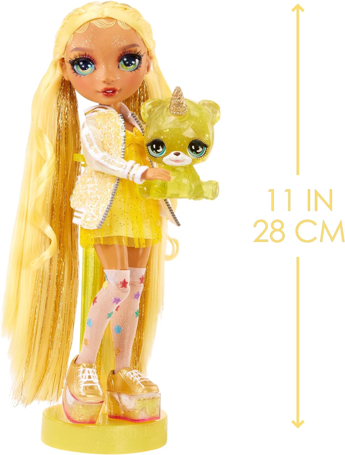 Rainbow High Fashion Doll with Slime & Pet - Sunny Madison (Yellow) - 28 cm Shimmer Doll with Sparkle Slime, Magical Pet and Fashion Accessories