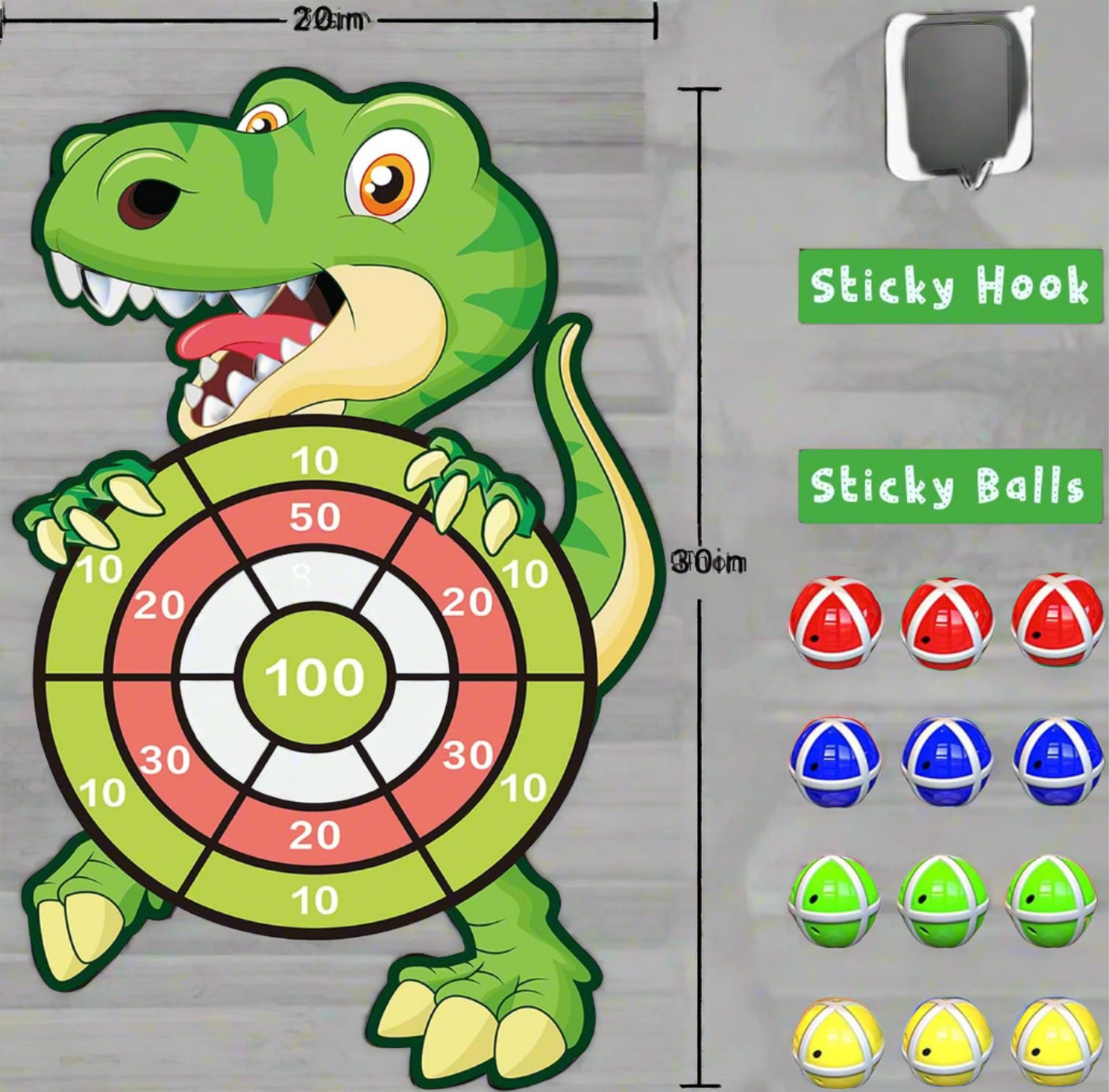 30" Large Kids Dinosaur Dart Board Set