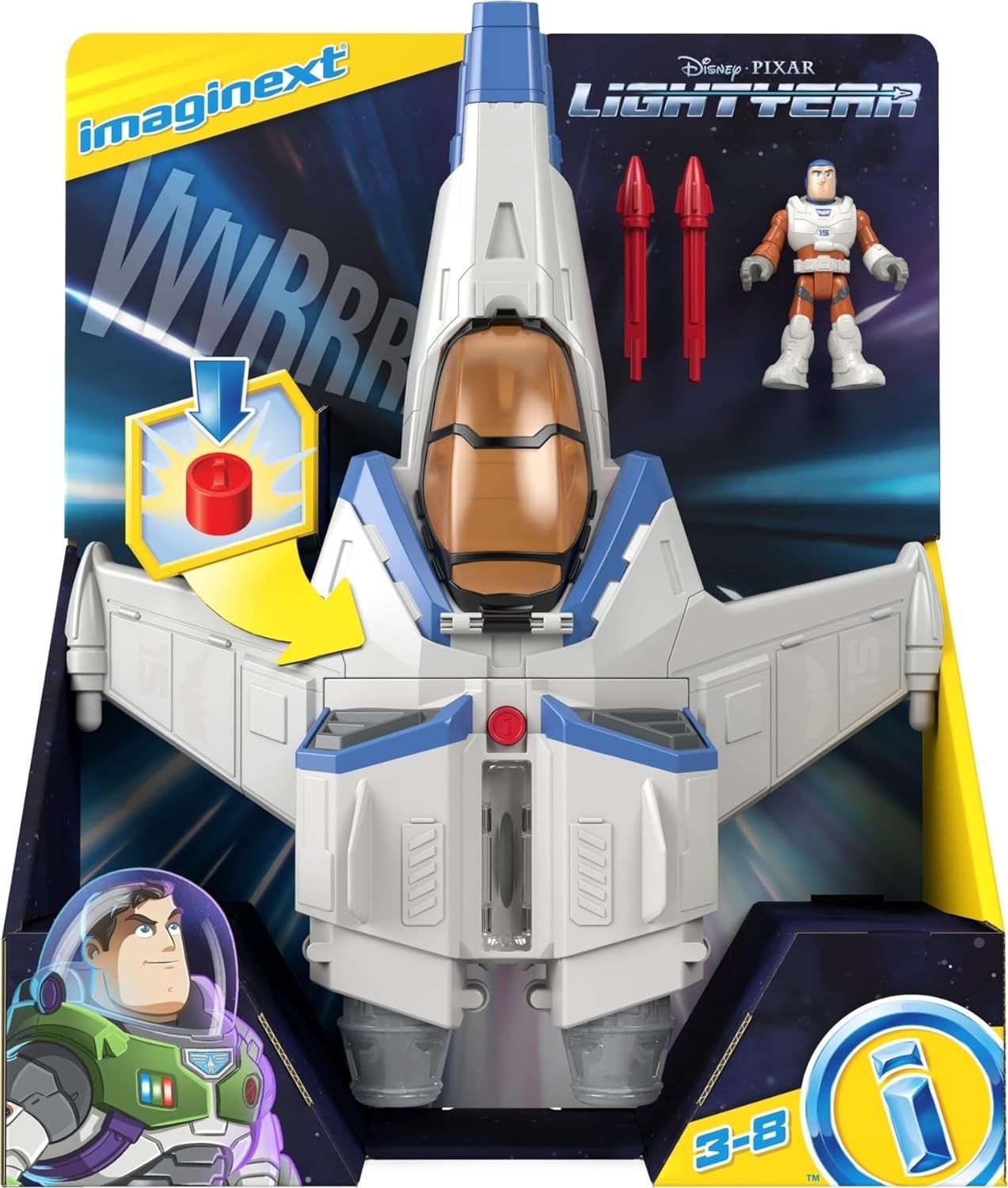 Imaginext Spaceship Toy Disney and Pixar Lightyear Lights & Sounds XL-15 with Buzz Lightyear Figure